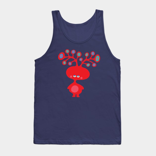 TREE HEADS Cute Red Imaginary Kids Kawaii Monster with Funny Antlers - UnBlink Studio by Jackie Tahara Tank Top by UnBlink Studio by Jackie Tahara